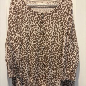 Old navy leopard print button-up cardigan sweater.
